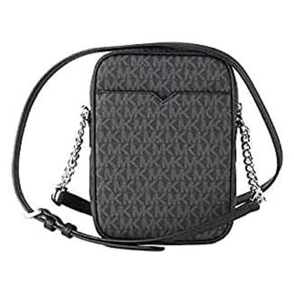 Jet Set Travel Signature PVC Medium Logo Chain Crossbody Flight Bag Black - Picture 2 of 7